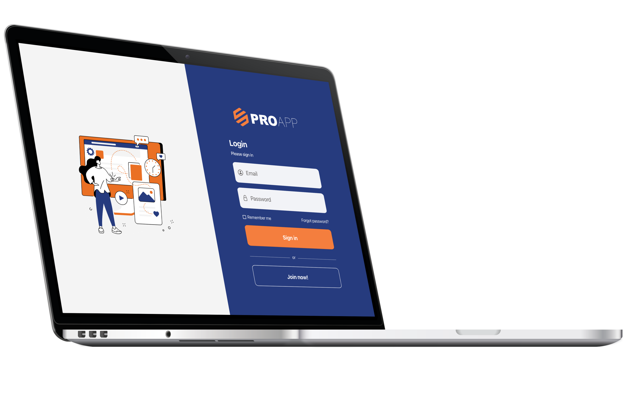 ProApp Login Page Desktop